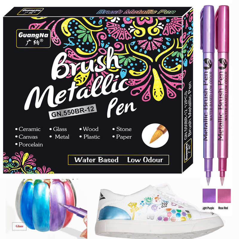 Model Kit Markers - 12 Colors Brush Metallic Paint Markers
