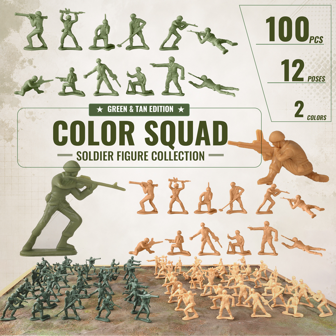 Model Kit Gunpla - ViiKONDO 100pcs Army Men Set Green