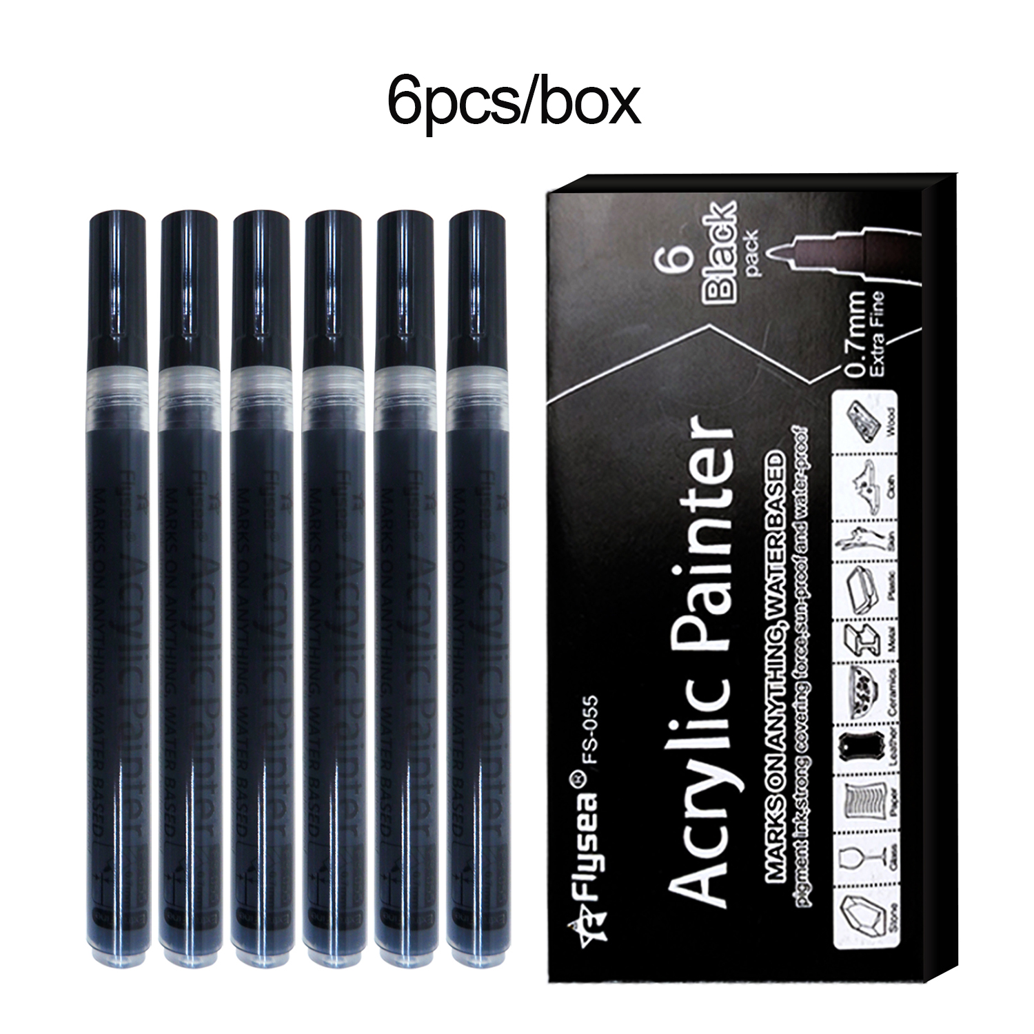 Model Kit Markers - 6Pcs/set Black Acrylic Paint Pen for