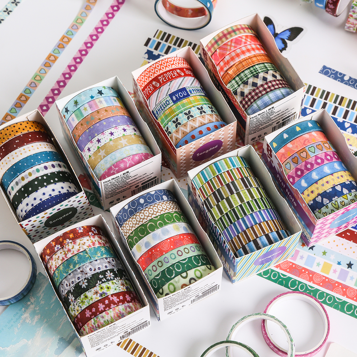 8 Rolls Colorful Washi Tape Se - Masking Tape Thin 评论和价格
