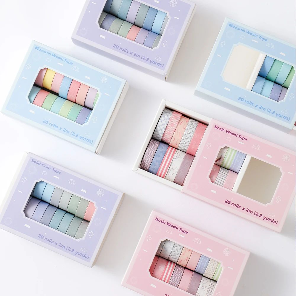 20 Rolls Colorful Slim Washi T - Masking Tape Thin 评论和价格