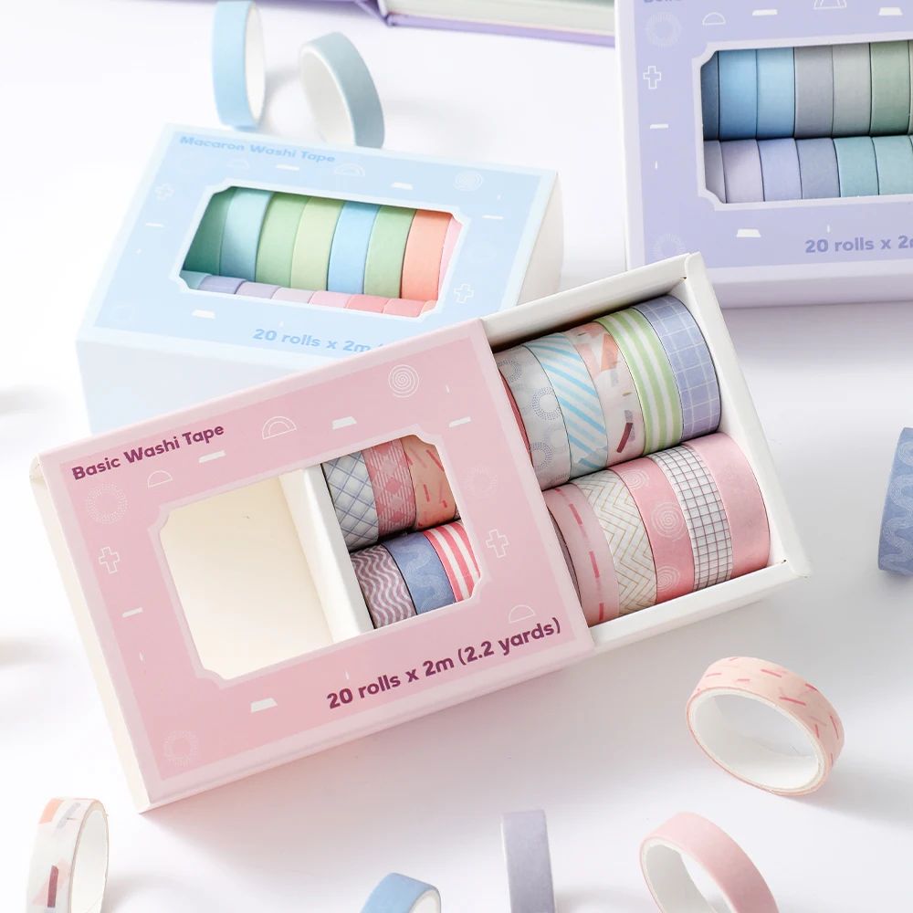 20 Rolls Colorful Slim Washi T - Masking Tape Thin 评论和价格